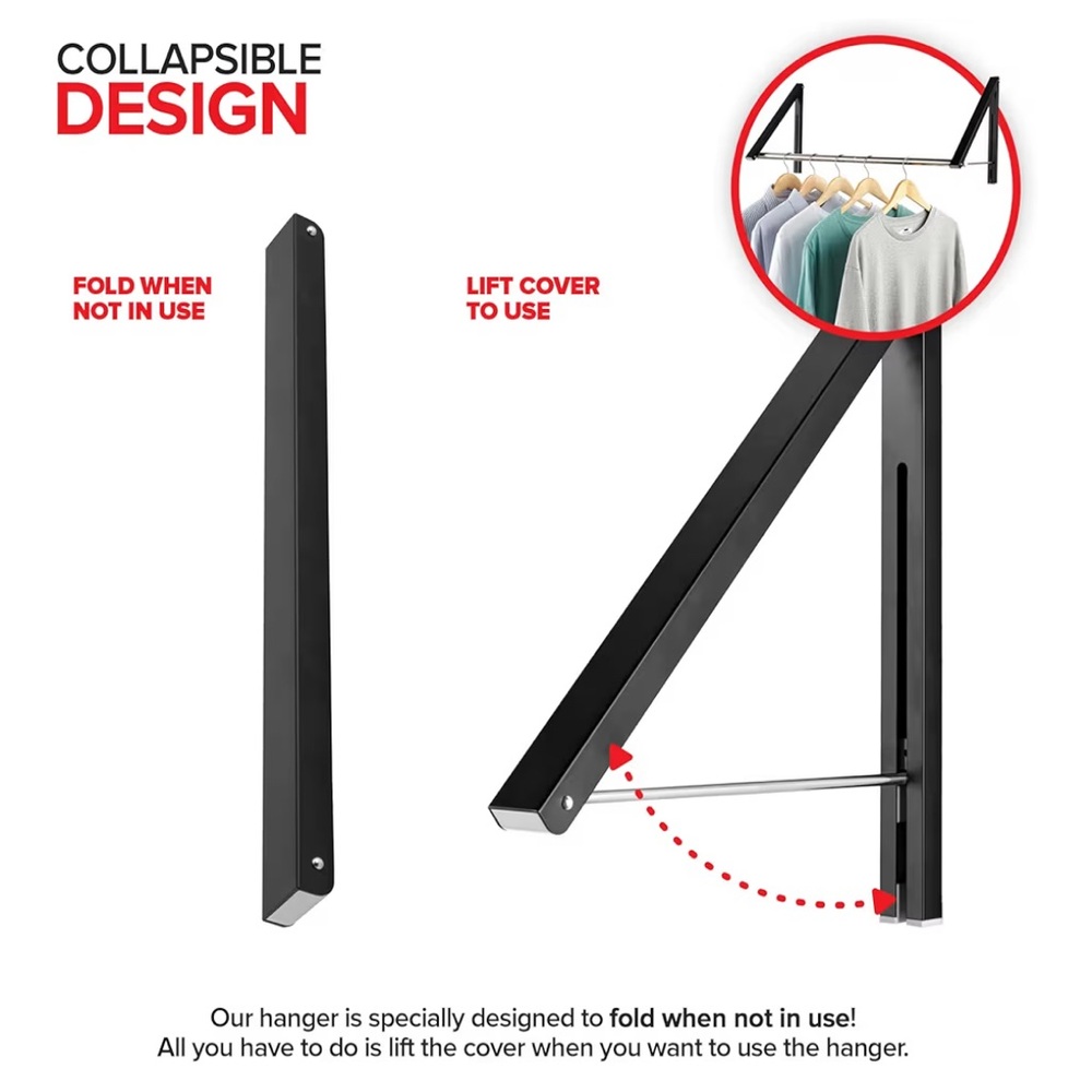 Retractable Clothes Rack with Black Frame - Picture 3 of 13